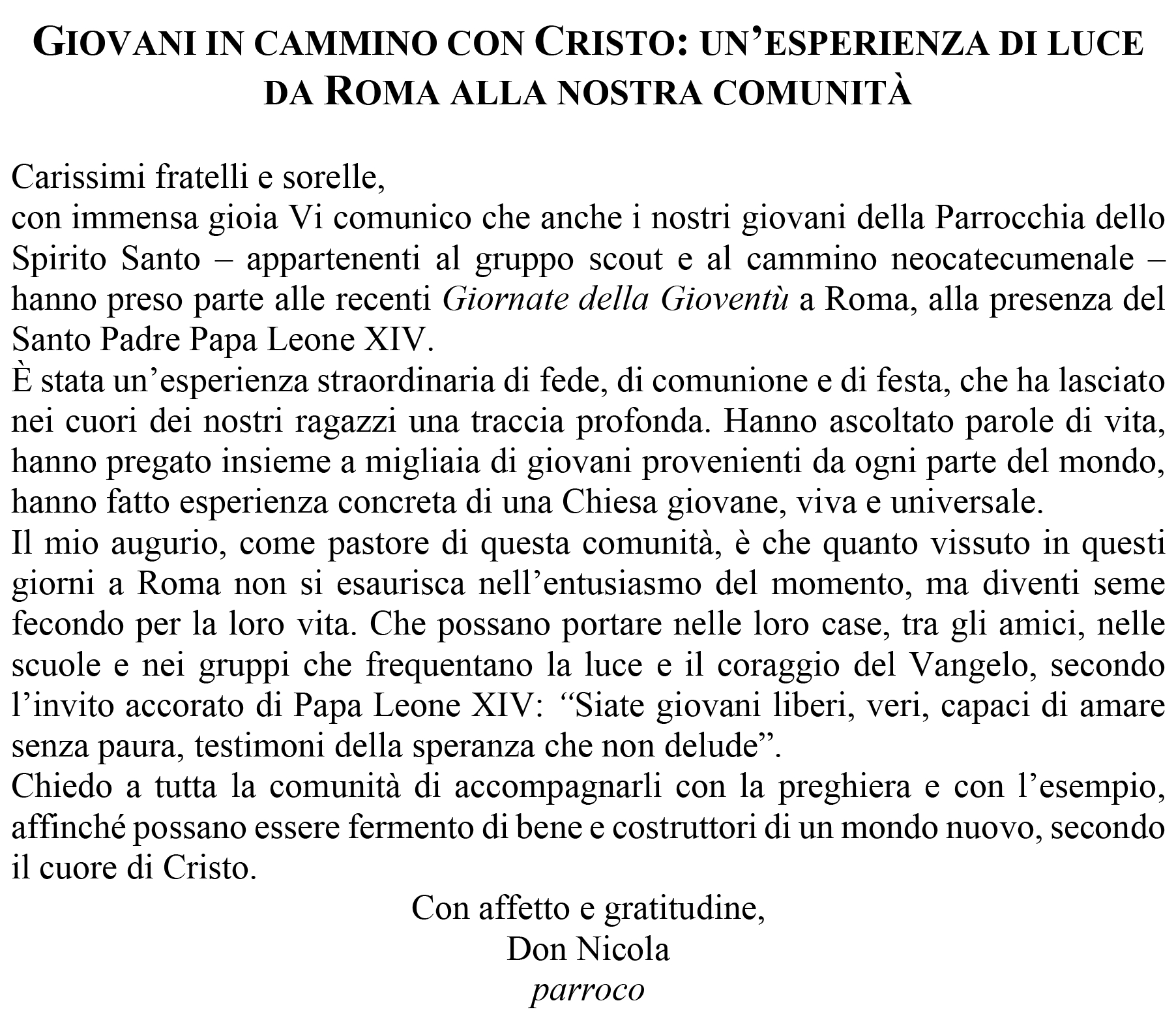 la voce del parroco
